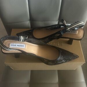 Steve Madden Black Lace Slingback Heels